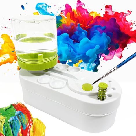 Rince-pinceaux - Avec fonction de circulation d'eau (préinstallée) - Outil de nettoyage pour pinceaux aquarelle, huile et peinture à l'eau (1/5)