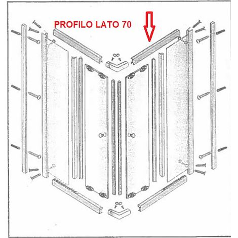R PROFILO LATO 70 INF.+SUP. X BOX DOCCIA CRIST.TRAS/SER.MM.6CM- 1,0 pz
