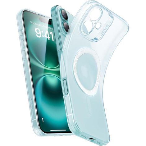 Handyhülle Kameraschutz stoßfest iPhone 16 Plus Hellblau + Magsafe (1/5)
