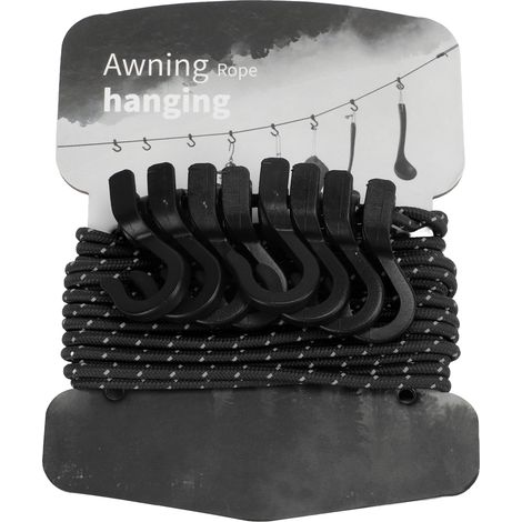 Corde à linge extérieure portable multifonction réglable anti-dérapante avec crochets noir (1/5)