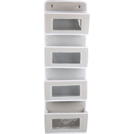Organisateur de porte à 4 niveaux avec crochets larges et robustes, en tissu non tissé, idéal pour la salle de bain, le bureau ou une chambre d'étudiant (gris). (1/5)