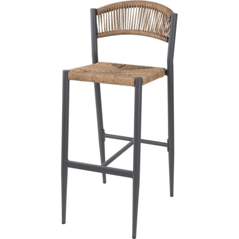 Tabourets de bar d'extérieur en rotin PE tressé Eden naturels (lot de 2) - BOLERO (1/5)