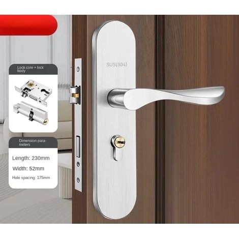 (Type H) Serrure de porte en bois pour appartement/chambre, antivol, avec clé. (1/5)