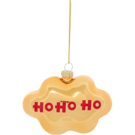Weihnachtsbaum-Anhänger „Ho Ho Ho“ aus vergoldetem Glas, 8 cm - Feeric lights & christmas (1/2)