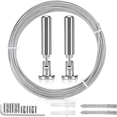 5 m Curtain Rod Kit, Steel Cable for Curtain, Stainless Steel Hanging Wire for Pictures, Shower Curtain, Curtain Rope, Nursery Wall Art Decoration (1/3)
