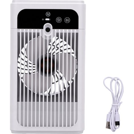 Ventilateur climatiseur de bureau avec brumisation rafraîchissante, silencieux et rechargeable, humidificateur pour bureau à domicile (1/5)