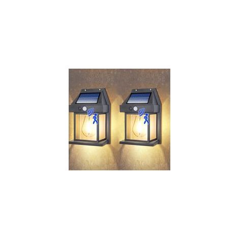 2 Pack Solar Wall Lights Outdoor Garden, Solar Vintage Wall Lanterns Motion Sensor, IP65 Waterproof Security Lights Outside PIR Motion for Front Porch Balcony Patio Garage Clôture Yard (1/5)