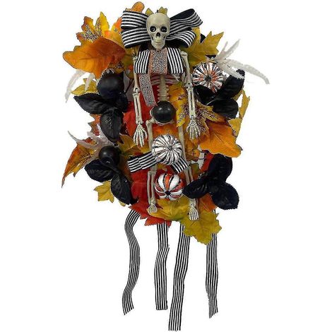 Guirlande de porte squelette d'Halloween, squelette effrayant, longueur 40 cm (1/5)