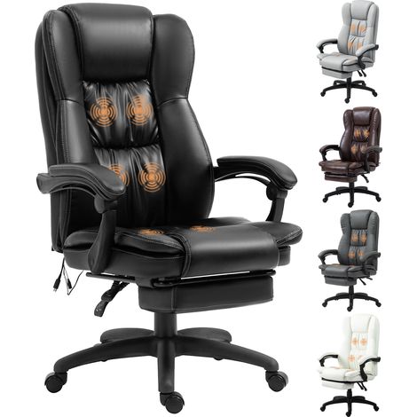 Silla de Masaje Reclinable con Altura Ajustable Reposapiés Retráctil y Control Remoto 68,5x68,5x113-121 cm Negro (1/5)
