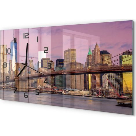 Horloge Murale Cadeau Crémaillère 60x30 cm Décoration Maison Moderne Manhattan, New York (1/5)