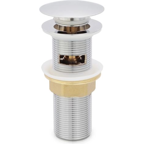 Bonde universelle à clapet pour lavabo avec trop plein en laiton chromé corps 120 mm Noana (1/3)