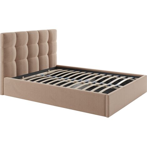 Letto con contenitore 140 x 190 cm Velluto Beige - MIRDAL di PASCAL MORABITO