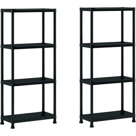 Keter Plus Regal 60/4, 2er-Set, 4 Böden, 60×30×135 cm, schwarz, Kunststoff (1/4)