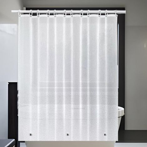 Doublure de rideau de douche givrée de 183 x 213 cm avec aimants inférieurs et clips magnétiques pour garder fermé, longue doublure de douche robuste 183 x 213 cm (l x H), givre soyeux (1/3)