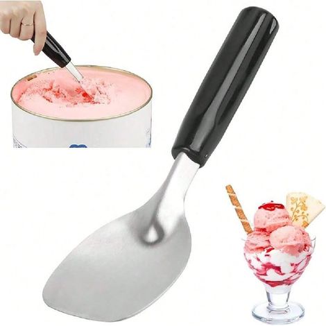 1 Lot d’ustensiles de cuisine robustes multi-usages en acier inoxydable, sécurité alimentaire : spatule, cuillère, raquette plate, cuillère courbée – pour beurre, fromage, pâtisserie – grade commercia (1/5)