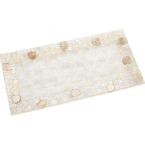 Nacre Tablett 40x20cm Natural/geröstete Kreise 40x20x1.5cmpour Alle Stile, um dem Haus eine Note zu verleihen