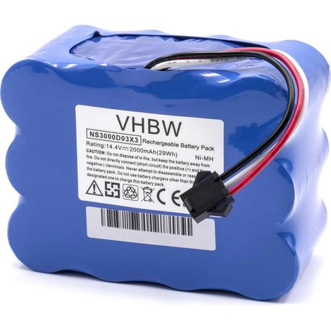 vhbw Akku kompatibel mit TCL R3, R2, R1 Staubsauger (2000 mAh, 14,4 V, NiMH)
