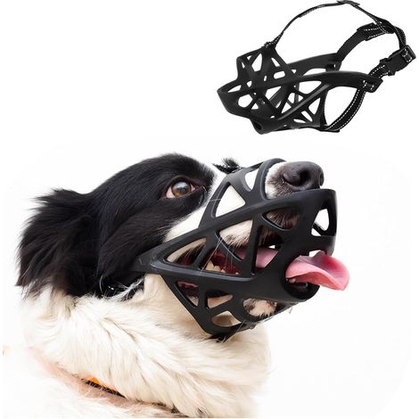 Muselière pour Chien,Réglable Museau de Chien avec Bande Réfléchissante,Mieux prévenir Les morsures, mâcher et aboyer Museau,Muselière pour Petits Chiens,pour Moyens Et Grands Chiens (1/5)