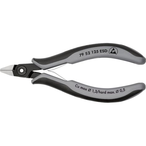 KNIPEX 79 52 125 ESD Präzisions-Elektronik-Seitenschneider ESD mit Mehrkomponenten-Hüllen brüniert 125 mm