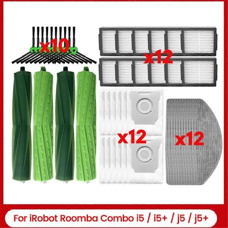 Brosses latérales rotatives, filtres, sacs à poussière, lingettes de nettoyage pour aspirateurs combinés I5, I5+, J5 et J5+ (1/4)