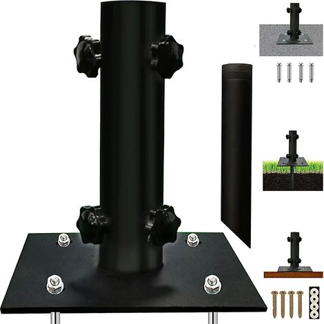 Base per ombrellone da giardino, supporto per ombrellone multifunzionale per esterni con ancoraggio a terra, supporto per ombrellone da tavolo in metallo resistente per patio, cemento, prato, supporto (1/5)
