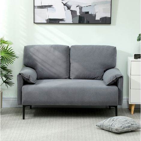 2-Sitzer-Sofa 127/72/84 cm Grau, mit Kissen und Metallbeinen (1/5)