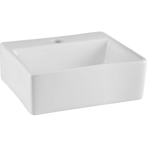 Square Compact 1 Tap Hole Ceramic Countertop Vessel without Overflow - 335mm