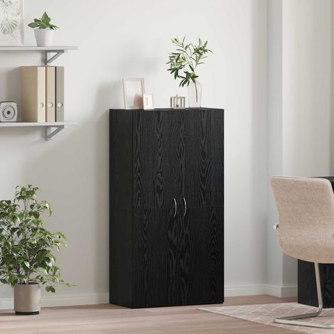 Armoire de bureau 2 étagères chêne noir 60 x 32 x 115 cm en bois d’ingénierie - PANGIVO (1/5)