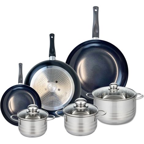 Ensemble de 3 Poêles de cuisson 20, 28 et 32 cm et 3 faitouts 14, 16 et 20 cm Elo Prima Brillant (1/5)