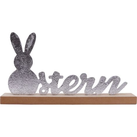 TrendLine Deko Aufsteller Ostern Holz 32 x 17 cm natur silber Osterdeko