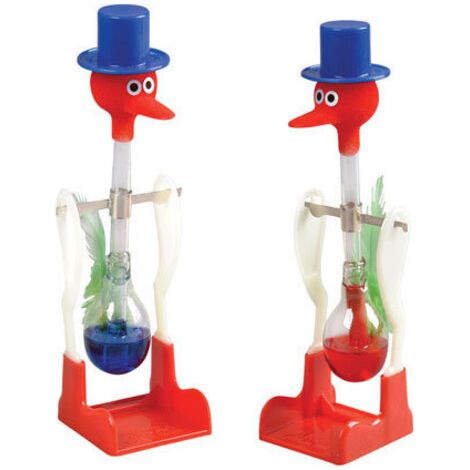 Non Stop Liquid Drinking Glass Bird Funny Duck Drink Water Desk Toy Drinking Bird (Bleu)