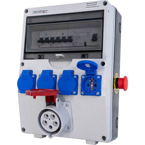 Verteilerkasten TD-S/FI 32A/5P 4x230V FR Not-Aus-Taster 1499 (1/5)