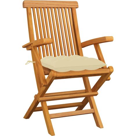 Maison Exclusive - Chaises pliantes avec coussins blanc crème, 6 pièces, en teck massif (1/5)