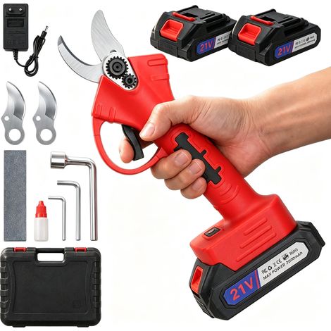 Sécateur Électrique sans Fil, 40 mm avec Moteur Brushless, Lame SK7 et Batteries 21V 2000mAh - Coupe-Branches Haute Capacité pour Verge et Jardin (1/5)