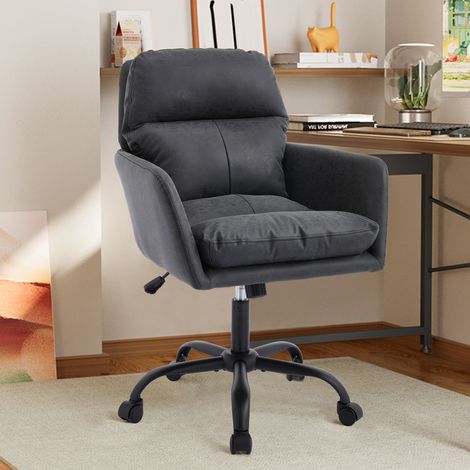 Chaise de bureau simili cuir PU base noire réglable hauteur,adapté coiffeuse et espace de travail. Noire.