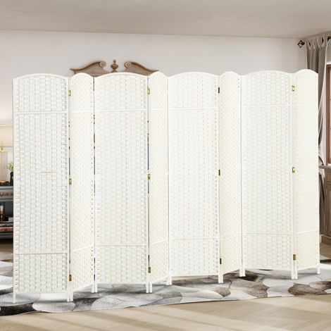 Paravent pliable 8 panneaux, cloison de séparation blanche pour salon, chambre, bureau à domicile, écran d'intimité réglable (1/5)