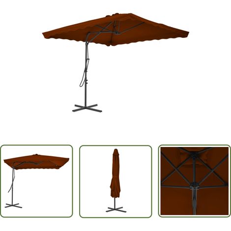 Parasol d'extérieur avec mât en acier 250 x 250 x 230 cm orange foncé (1/5)