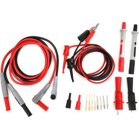 Kit de Câbles de Test P1308B, Fiche Banane vers Crochet de Test, Sondes et Pinces Crocodile pour Multimètre, Lot d'Accessoires de Mesure (1/5)