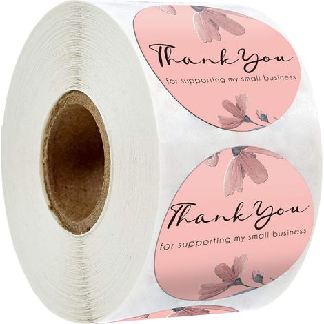 Étiquettes autocollantes « Merci » de 3,8 cm (1,5 po), 400 étiquettes par rouleau (rose, 3,8 cm [1,5 po])