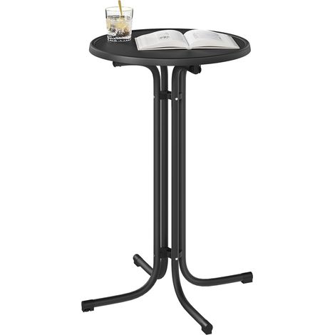 WOLTU Mesa alta redonda plegable 70x110cm, Negro