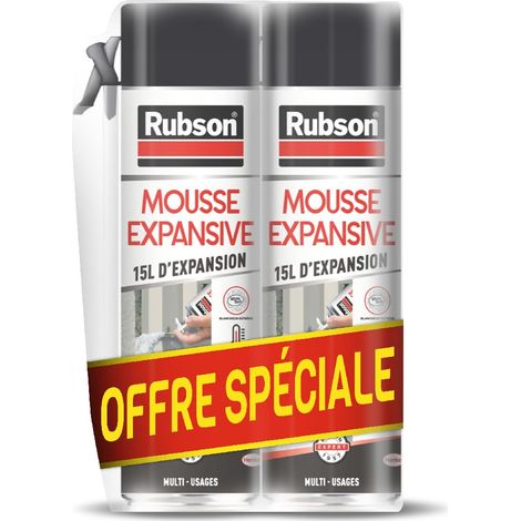 Mousse Expansive Multi-Usages (lot de 2x345 ml) Blanche – Mousse polyuréthane pour isolation, calage et rebouchage – 15 litres d'expansion (1/5)