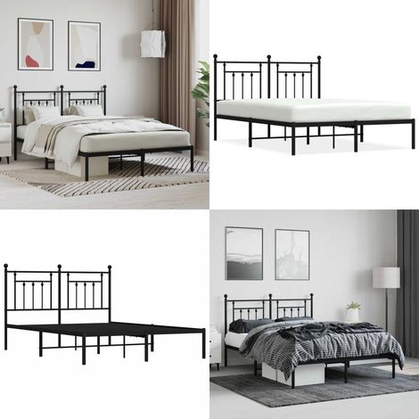 Estructura cama sin colchón con cabecero metal negro 140x190 cm - Cama sin colchón - Cabecero de cama