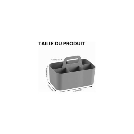 Panier Organisateur Empilable avec Poignée, Boîte de Rangement en Plastique avec 5 Compartiments, Organiseur pour Salle de Bain, Bureau, Maquillage, Loisirs Créatifs, Fournitures Scolaires, Gris (1/5)