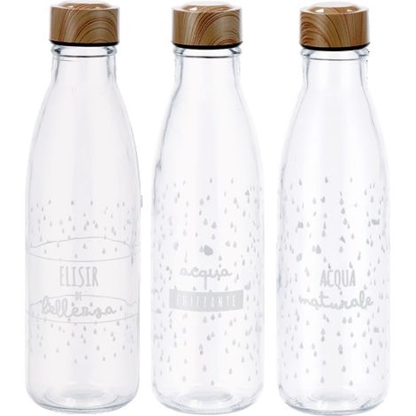 1 Pezzo Bottiglia Multiuso in Vetro con Tappo in Metallo 650 ml 3 Decori (1/2)