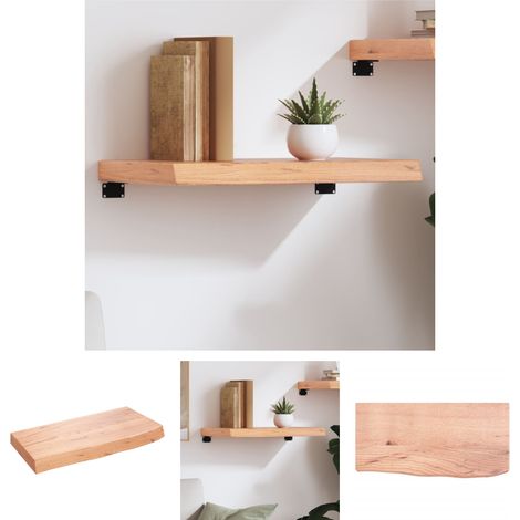 The Living Store -  Wandregal Hellbraun 60x30x6 cm Massivholz Eiche Behandelt (1/5)