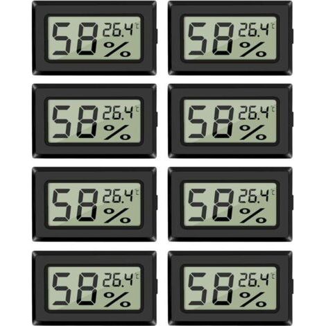 BUNTHAUS Set mit 8 Mini-Hygrometer-Thermometern, digitales Feuchtigkeitsmessgerät für Innenräume mit Temperatursensor für Autos, Gewächshäuser, Heimbüros, Celsius (°C)