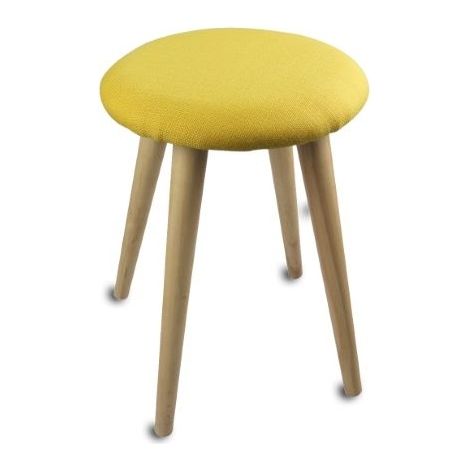 Set Quattro Sgabelli per interni Sgabelli in Legno con Cuscino Imbottito in Cotone Color Giallo Complemento d'Arredo per Interni