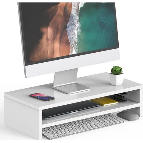 Support Ecran PC, Pour Ordinateur Moniteur TV, Blanc, 54cm (1/5)
