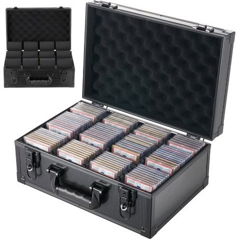 Boîte de Rangement Carte Gradée 120 PSA 4 Rangées Mallette à Serrure,pour Cartes de Sport et Collection,Capacité 95 SGC 85 BGS 435 Toploaders 999+ Cartes en Vrac,avec 2 Clés,12 Séparateurs (1/3)