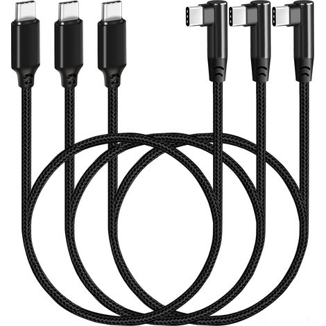 100cm USB C vers USB C câble 3 pack, angle droit 60W PD type C câble de charge rapide compatible avec Samsung Galaxy s22 / s21 / S20 ultra/z fold 3 / note 20, pixel 5/4 / 3 XL (1/5)